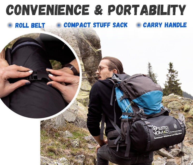 SUITEDNOMAD Large Waterproof Outdoor Stadium Blanket, Windproof and Warm Extra Thick Fleece or Quilted Sherpa, Great for Cold Weather Camping, Picnic, Sports, Festivals - Image 5